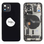 Rear Cover (Pulled A) incl. small parts - Black, For iPhone 12