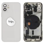 Rear Cover (Pulled A) incl. small parts - White, For iPhone 12