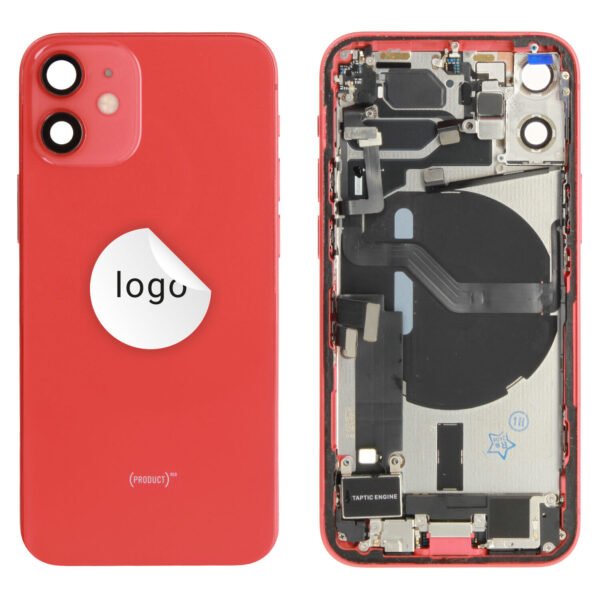 Rear Cover (Pulled B) incl. small parts - Red, For iPhone 12 mini