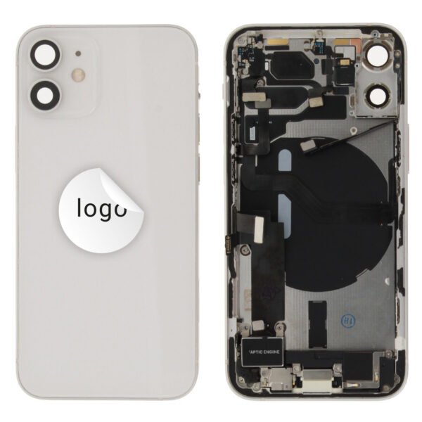 Rear Cover (Pulled B) incl. small parts - White, For iPhone 12 mini
