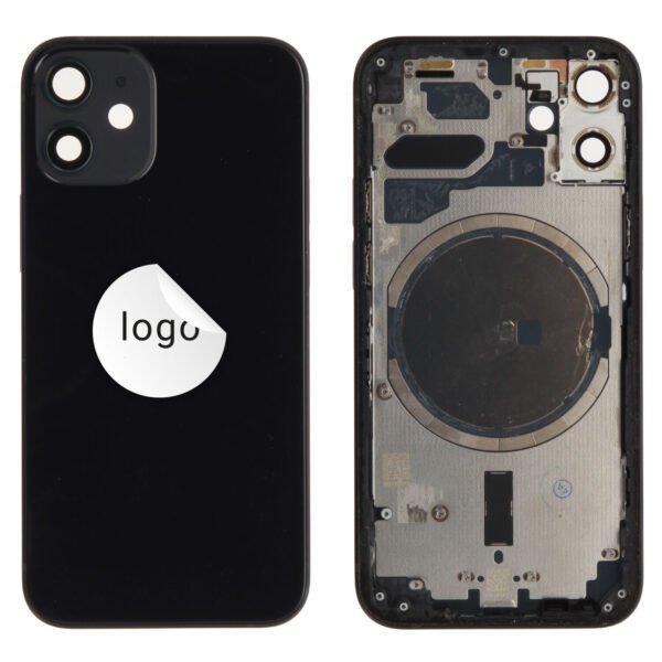 Rear Cover (Pulled) - Black, For iPhone 12 mini