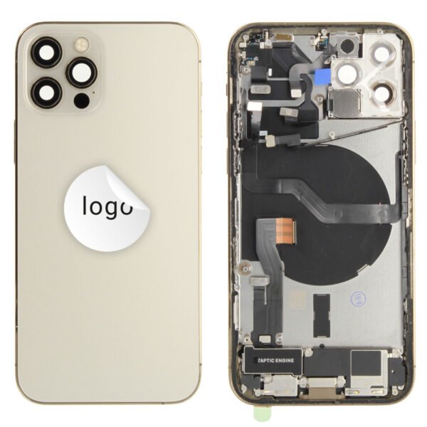 Rear Cover (Pulled B) incl. small parts - Gold, For iPhone 12 Pro