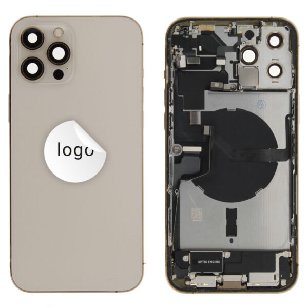 Rear Cover (Pulled B) incl. small parts - Gold, For iPhone 12 Pro Max
