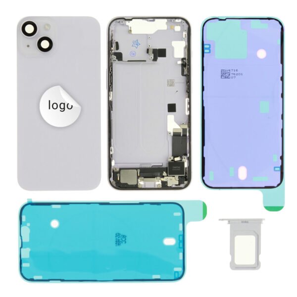 Rear Cover (Pulled C) incl. small parts - Purple, For iPhone 14