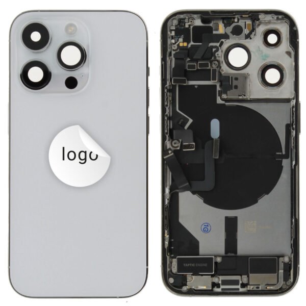 Rear Cover (Pulled A) incl. small parts - Silver, For iPhone 14 Pro