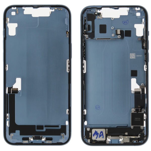 Middle Frame (Pulled B) incl. small parts - Blue, For iPhone 14 Plus