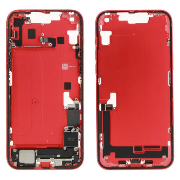 Middle Frame (Pulled C) incl. small parts - Red, For iPhone 14 Plus