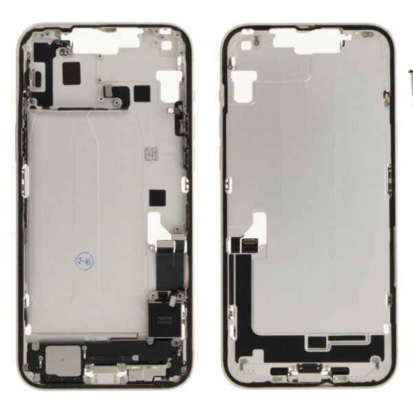 Middle Frame (Pulled B) incl. small parts - White, For iPhone 14 Plus