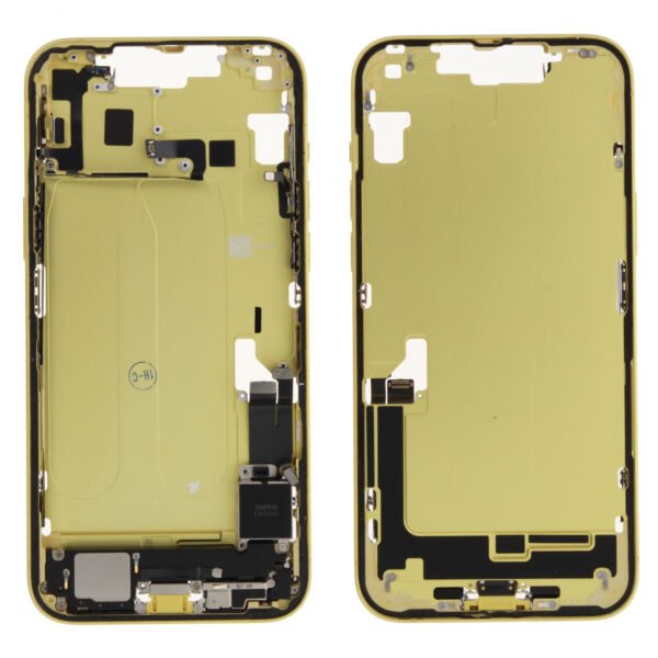 Middle Frame (Pulled A) incl. small parts - Yellow, For iPhone 14 Plus