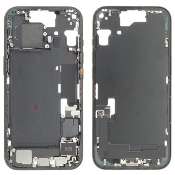 Middle Frame (Pulled B) incl. small parts - Black, For iPhone 15