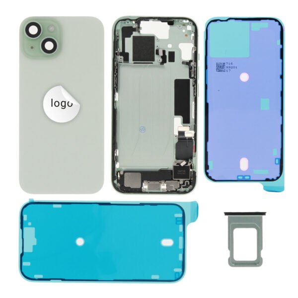 Rear Cover (Pulled C) incl. small parts - Green, For iPhone 15