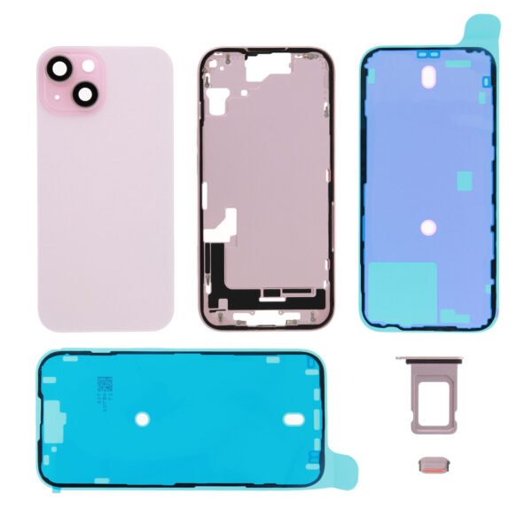 Rear Cover kit (excl. Logo) - Pink, For iPhone 15