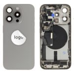 Rear Cover (Pulled B) incl. small parts - Grey, For iPhone 15 Pro