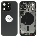 Rear Cover (Pulled) - Black, For iPhone 15 Pro