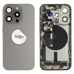 Rear Cover (Pulled A) incl. small parts - Grey, For iPhone 15 Pro