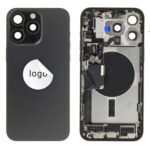 Rear Cover (Pulled C) incl. small parts - Black, For iPhone 15 Pro Max