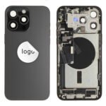Rear Cover (Pulled A) incl. small parts - Black, For iPhone 15 Pro Max