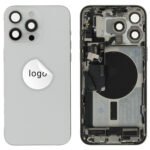 Rear Cover (Pulled A) incl. small parts - White, For iPhone 15 Pro Max
