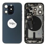 Rear Cover (Pulled A) incl. small parts - Blue, For iPhone 15 Pro Max
