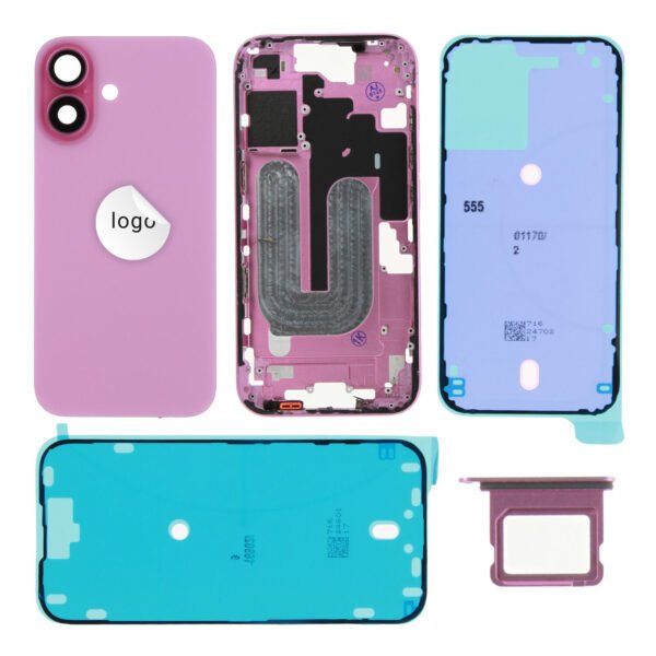 Rear Cover (Pulled) - Pink, For iPhone 16