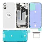 Rear Cover (Pulled A) incl. small parts - White, For iPhone 16