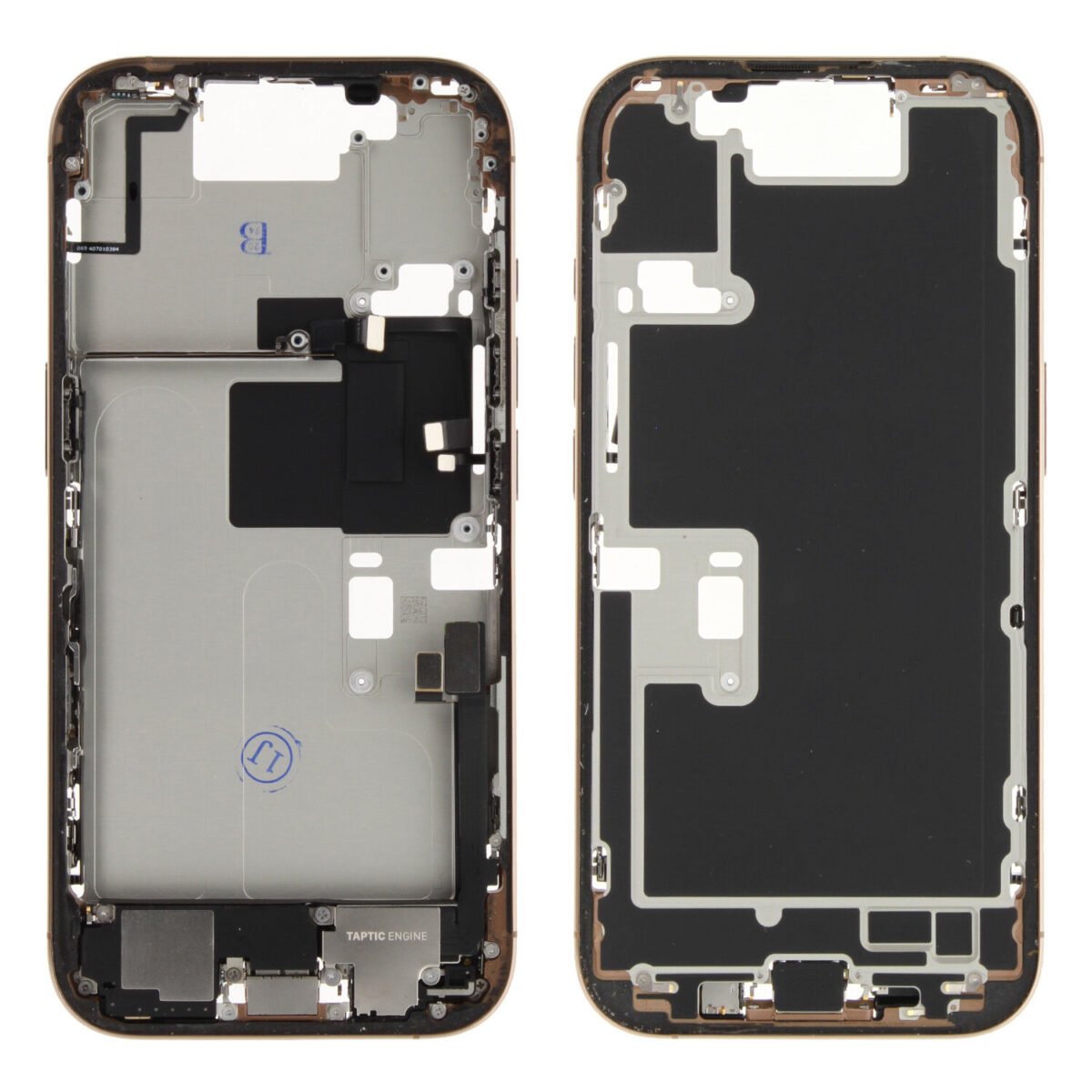 Middle Frame (Pulled B) incl. small parts - Cream, For iPhone 16 Pro - Image 1