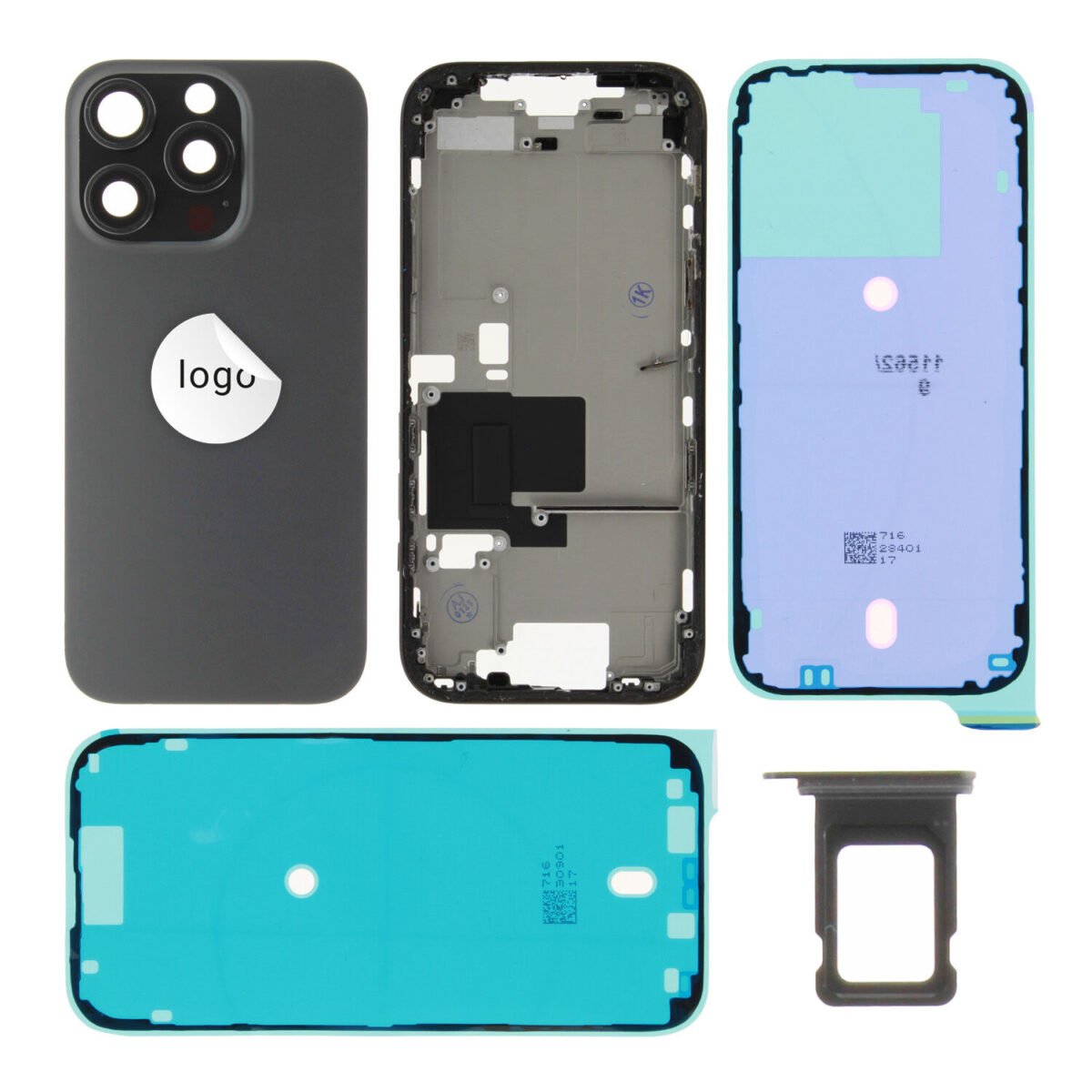 Rear Cover (Pulled) - Black, For iPhone 16 Pro - Image 1
