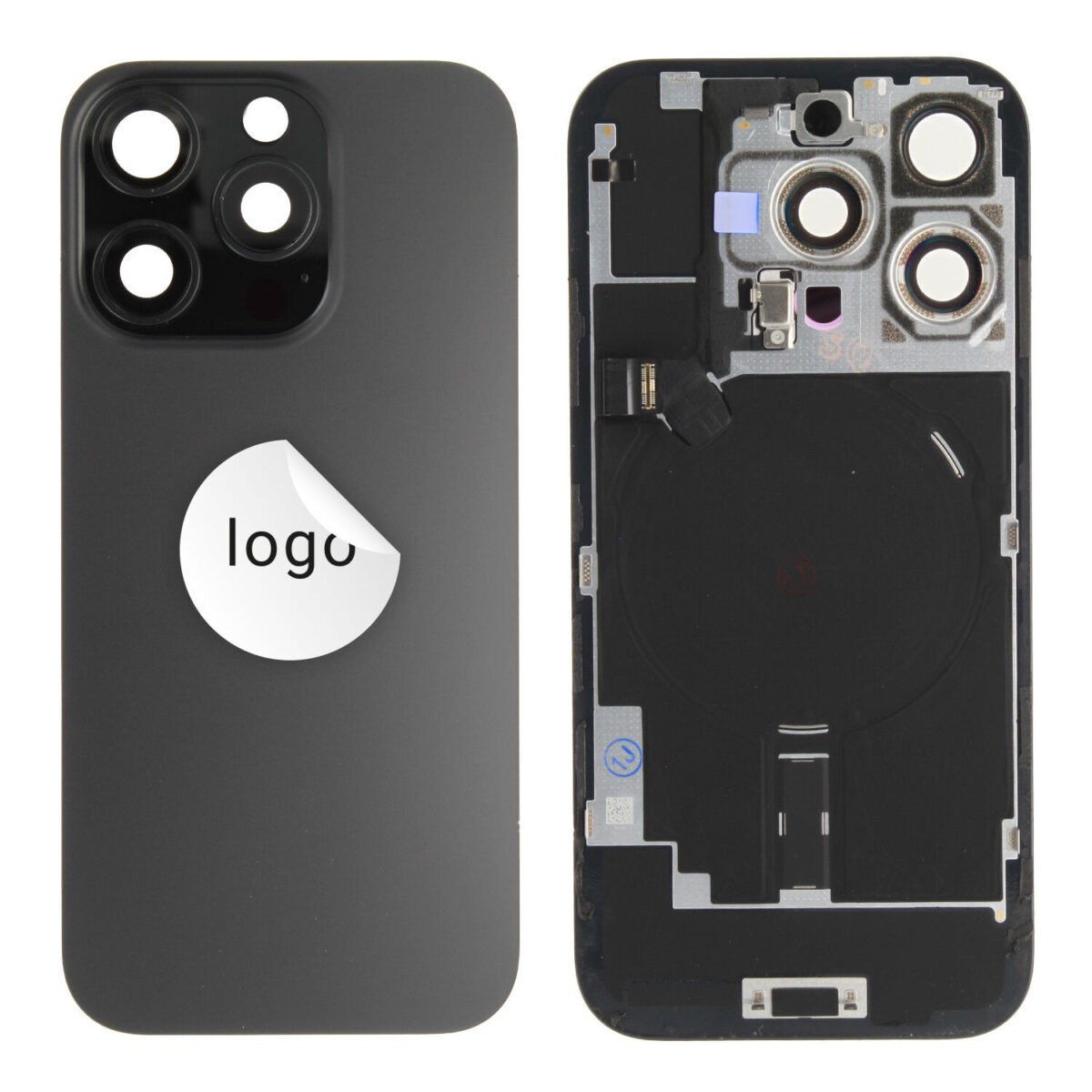 Back Glass (Pulled B) - Black, For iPhone 16 Pro - Image 1