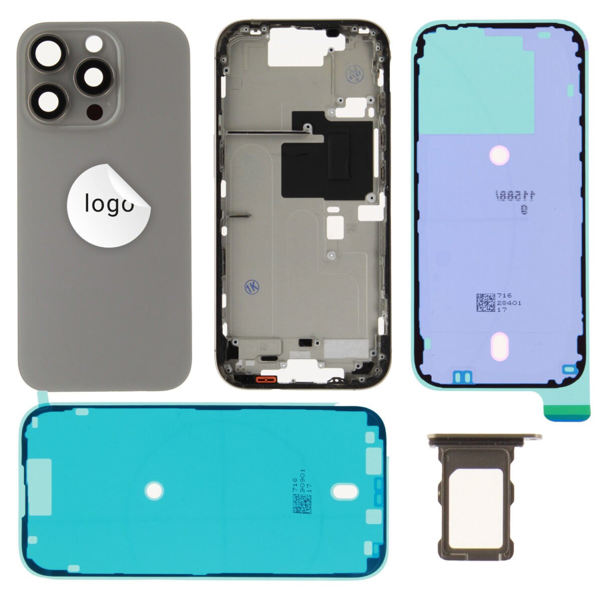 Rear Cover (Pulled) - Grey, For iPhone 16 Pro - Image 1