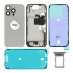 Rear Cover (Pulled B) incl. small parts - Grey, For iPhone 16 Pro