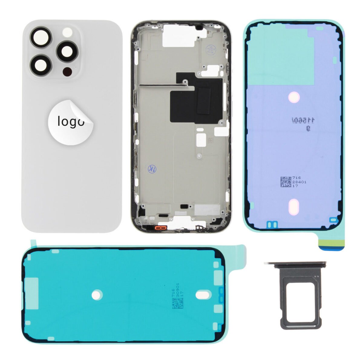Rear Cover (Pulled) - White, For iPhone 16 Pro - Image 1
