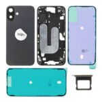 Rear Cover (Pulled) - Black, For iPhone 16 Plus