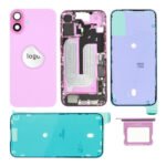 Rear Cover (Pulled C) incl. small parts - Pink, For iPhone 16 Plus