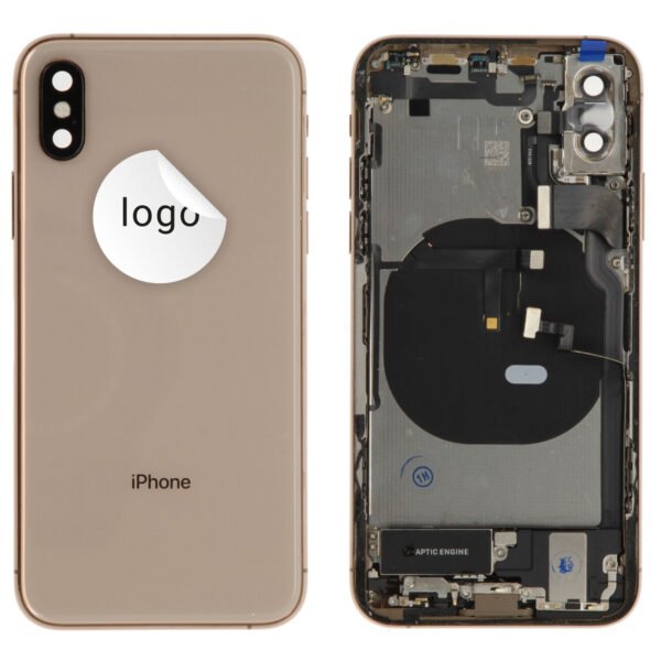 Rear Cover (Pulled C) incl. small parts - Gold, For iPhone XS