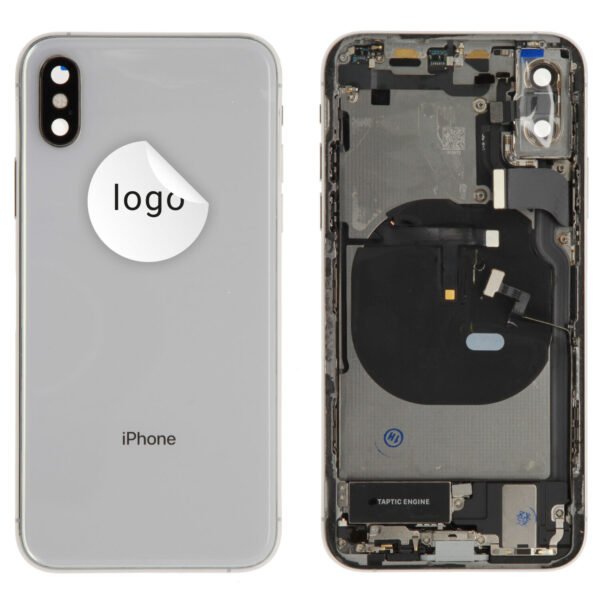 Rear Cover (Pulled C) incl. small parts - Silver, For iPhone XS